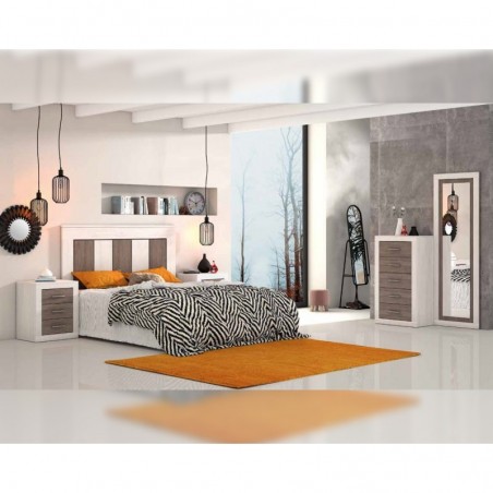 Dormitorio matrimonio modelo lara 45 cabezal rita cambria blanco