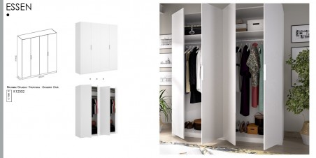 Armario 4 puertas mod. essen blanco brillo