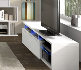 Mesa tv modelo led tech en blanco brillo